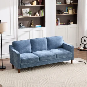 Chenille Sofa Mid Century Modern