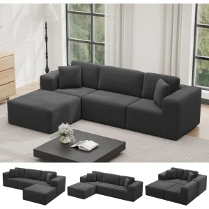 107 Cloud Sectional Couch with Ottoman, L Shaped